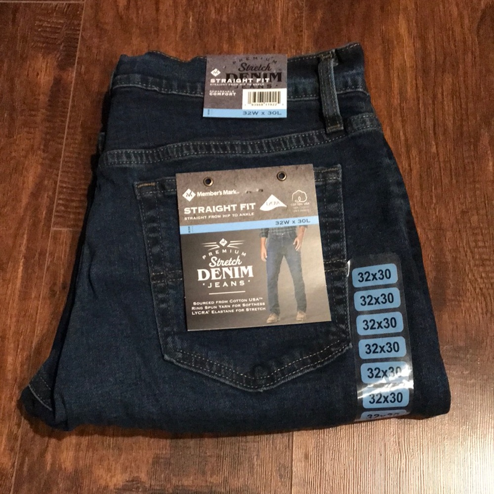 Member’s Mark Mens Straight Fit Premium Stretch Denim Jeans Size 32 x 30 NWT